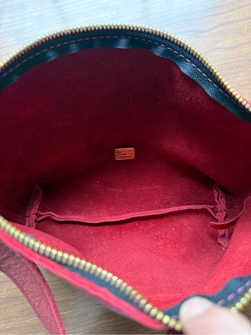 Portland Leather Goods Red Leather Shoulder Bag - Picture 2 of 5